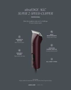 Andis AGCB Super 2 Speed Brushless Clipper - Burgundy -Wahl || Andis || Oster® Sales AN 23370 2