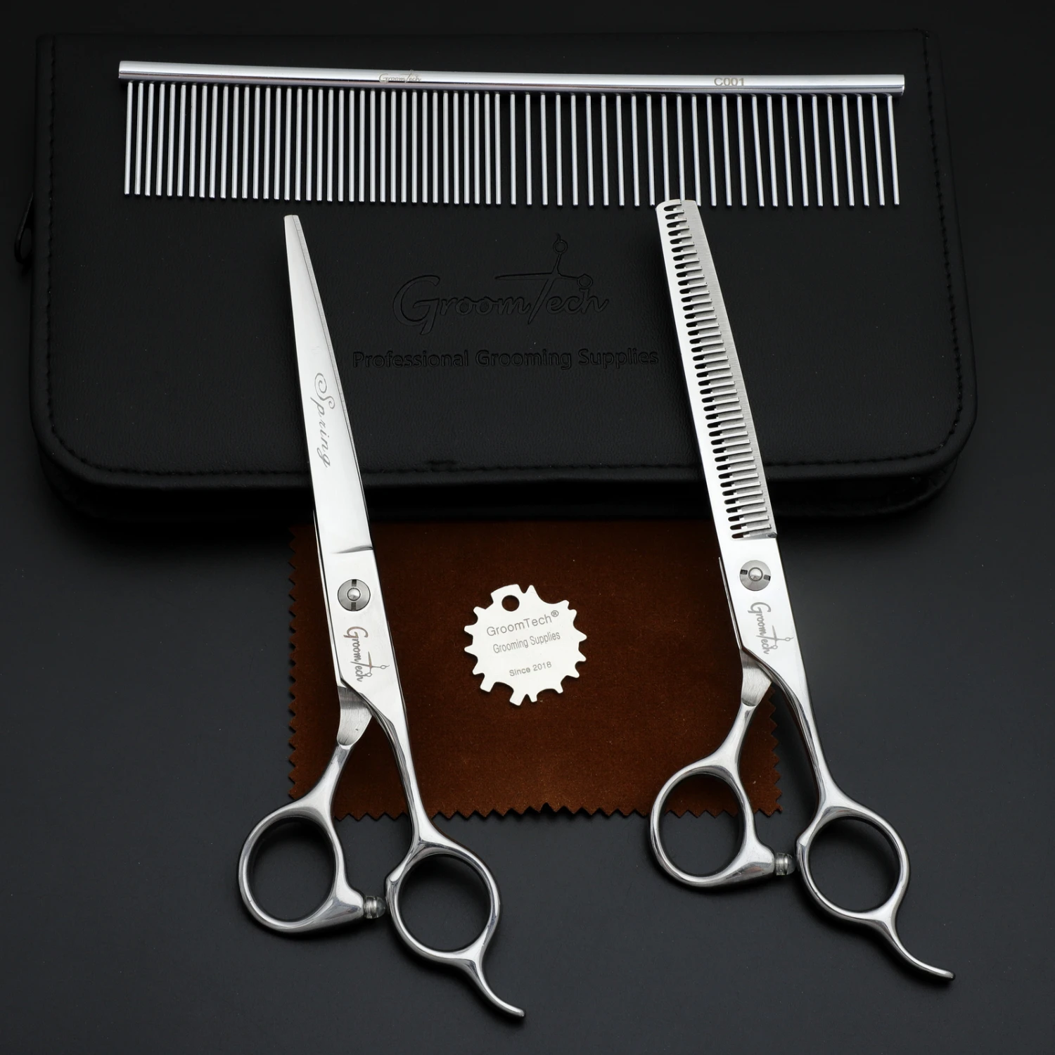 Groomtech Spring Pet Grooming Scissors Kit, Set Of 2 With Comb 2 Groomtech Spring Pet Grooming Scissors Kit, Set Of 2 With Comb - Image 2
