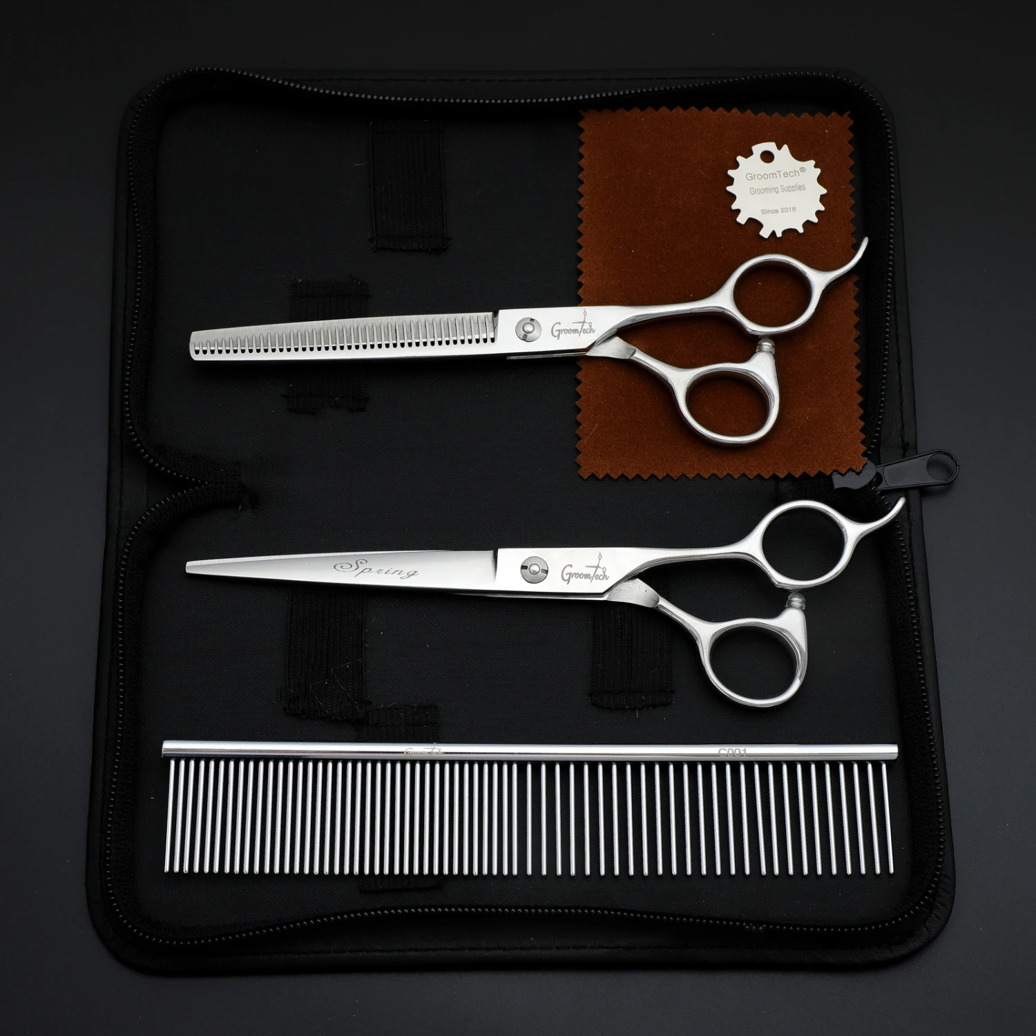 Groomtech Spring Pet Grooming Scissors Kit, Set Of 2 With Comb 1 Groomtech Spring Pet Grooming Scissors Kit, Set Of 2 With Comb